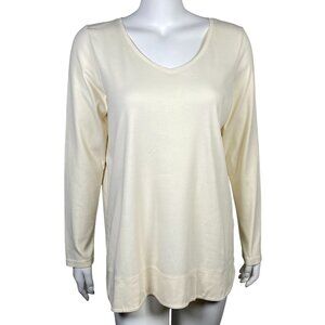 J Jill Perfect Pima Tunic Top Womens M 100% Cotton V Neck Long Sleeve
